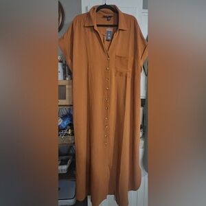 Ashley Stewart Orange Button-Down Dress